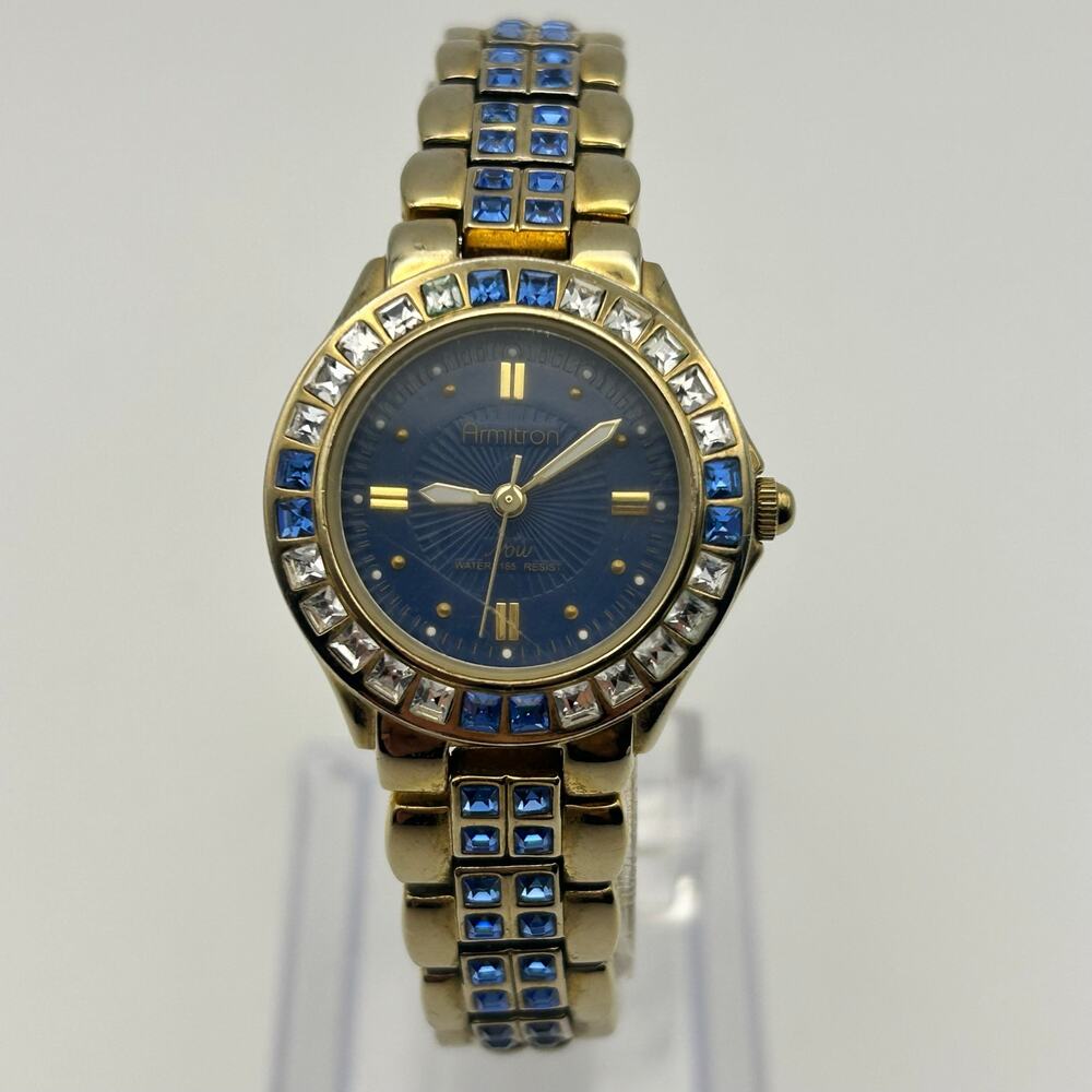 Gold-tone Armitron Women’s Dress Watch featuring Crystal Accented Bezel